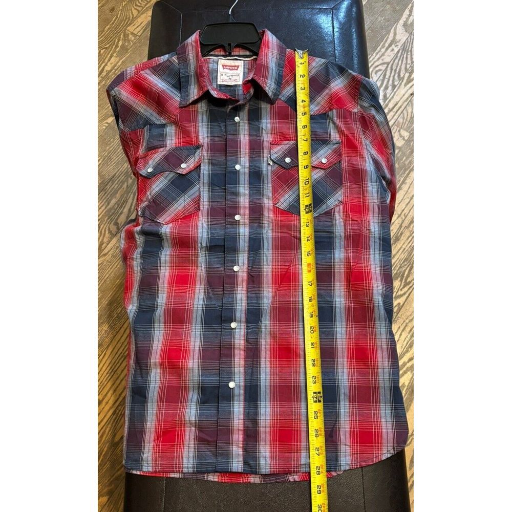 Levi's Men's Long Sleeve Pearl Snap Shirt Sz‎ M Plaid Pockets - Picture 6 of 7